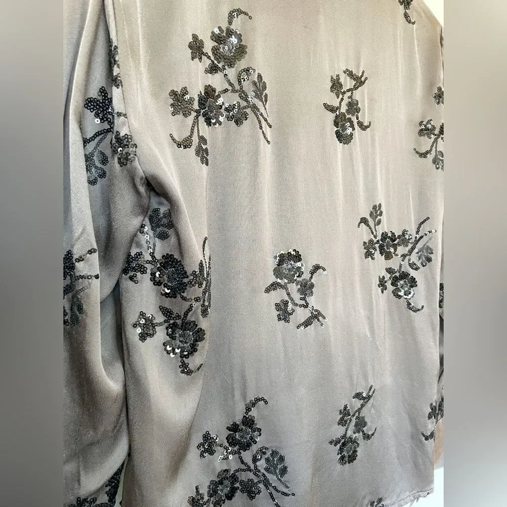 ⛔️ PENDING SALE⛔️ZARA SEQUIN EMBROIDERED WRAPBLOUSE MINK 2731/281/191/021 - Picture 6 of 12
